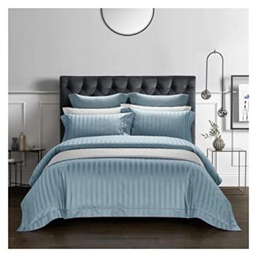 Imagem de Jogo de cama de hotel de algodão 4 peças queen size jogo de lençol de capa de edredom fronha (cor: preto, tamanho: 1,8 * 2,0 m) (D 1,8 * 2,0 m)