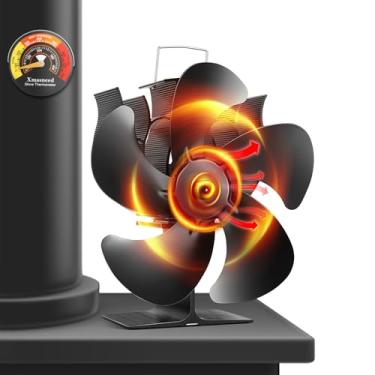 Imagem de Xmasneed Ventilador de fogão a lenha, ventilador de lareira para fogão a lenha, ventilador alimentado por calor, acessórios de fogão de madeira, operação silenciosa circulando ar quente (inclui