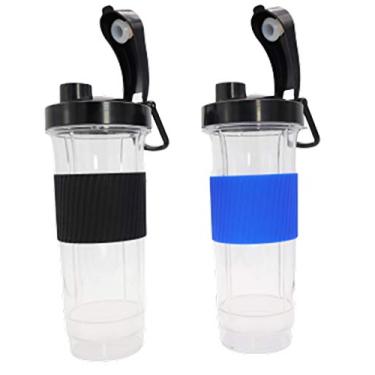 Imagem de Blendin Copo De Substituição Com Tampa Articulada Para Ir Para A Tampa, Compatível Com Magic Bullet MB1001 Liquidificador (Copo De 2, 22,5 Oz) 22,5 Taça Transparente, Preto