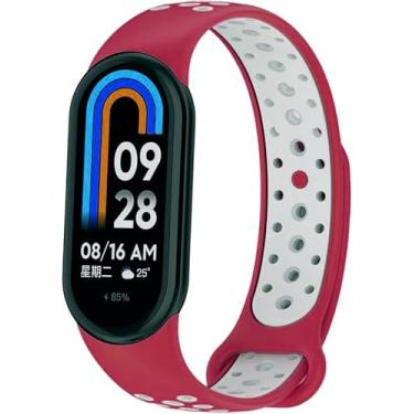 Imagem de Pulseiras NSmart_store com encaixe de metal compatíveis com MI BAND 8 - New version (MI BAND 8, Vermelha com Branco NK)