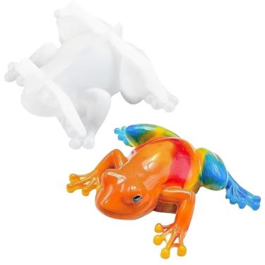 Imagem de Z-oneMart Molde de silicone de resina de sapo, moldes de silicone de animais, moldes de resina fofos 3D para fundição epóxi para modelar argila DIY, gesso, fundição de resina, presentes de festival,