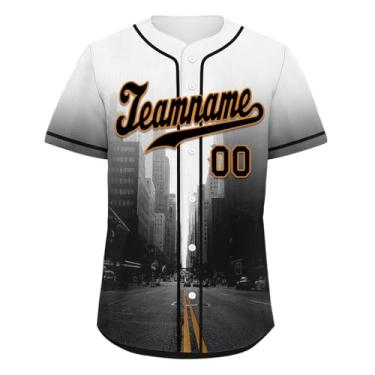 Imagem de AWSOLE Camisetas de beisebol personalizadas com design urbano uniforme de equipe de baixo para baixo, camisas masculinas, número de nome costurado, Estilo-15, P