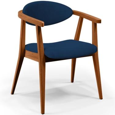 Imagem de Poltrona Decorativa Para Sala de Estar Jantar Cecília L02 Suede Azul Marinho - Lyam Decor