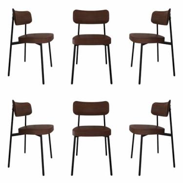 Imagem de Cadeira Fixa com 4 Pés 50 X 44,7 X 83,8 Cm com 6 Unidades Alloa Whisky/Preto Epoxi