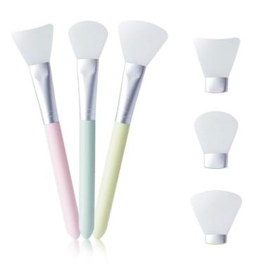 Imagem de SOMIER 3 peças de máscara facial de silicone escova de máscara facial flexível aplicador para argila de lama máscara de carvão misturada macia ferramenta de beleza 3 tipos