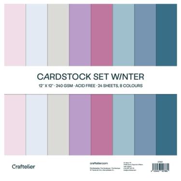 Imagem de Craftelier - Conjunto de cartolina de inverno | Pacote com 24 cartolina dupla face para fazer cartões, scrapbooking e projetos de artesanato | Peso 240 gramas | Tamanho 30,48 cm x 30,48 cm (12" x 12")