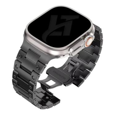 Imagem de Pulseira Metal Royal Prestige LTimports compativel com Apple Watch Ultra/Ultra2 49mm e Apple Watch 46mm 45mm 44mm 42mm (LT-Preto)