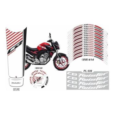 Imagem de Adesivo Cb250 Twister Tanque, Bocal, Roda E Friso Gvt007 - Resitank