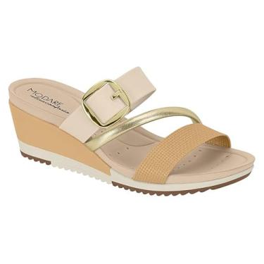 Imagem de Modare, TAMANCO FEMININO MODARE 7123.152 SOLADO ANABELA 6 CM ANTIDERRAPANTE PALMILHA ANATÕMICA Cor:Creme/Areia;Tamanho:37