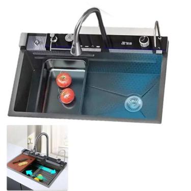 Imagem de Cuba Gourmet Premium Luxo Pia Inox Cozinha Torneira Cascata Mangueira 