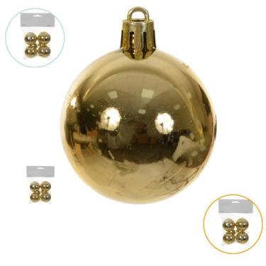 Imagem de Kit 4 Bolas Douradas Para Árvore De Natal Grande 5cm Lisa - Florarte