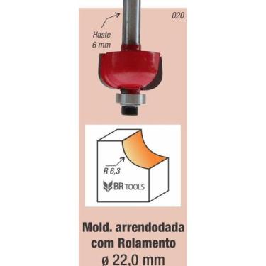Imagem de Fresa Tupia Borda Meia Cana Rolamentada 22mm Haste 6mm - Vonder