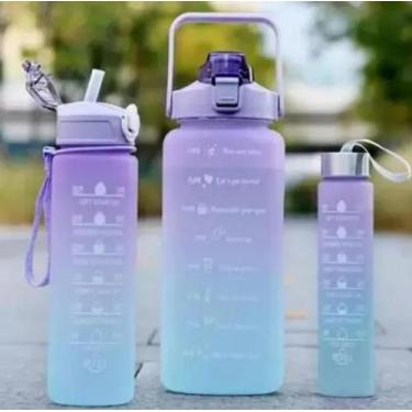 Imagem de Kit 3 Garrafas De Água Motivacional Booglee 2 Litros 800mL 200mL Acade