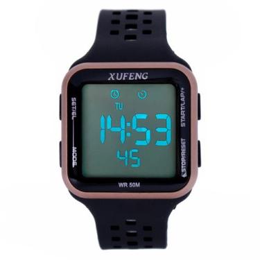 Imagem de Relógio Quadrado Masculino Digital Resistente Água Esportivo Xufeng, D