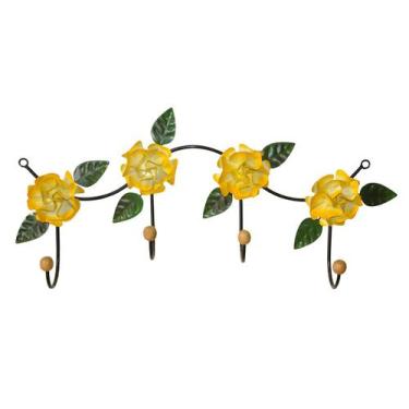 Imagem de Cabideiro Ferro 4 lugares Flores Amarelas quarto - Shoppingnet