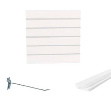 Imagem de Painel Canaletado Branco em Mdf 0,61 x 0,61m com Perfil Pvc Branco e 2