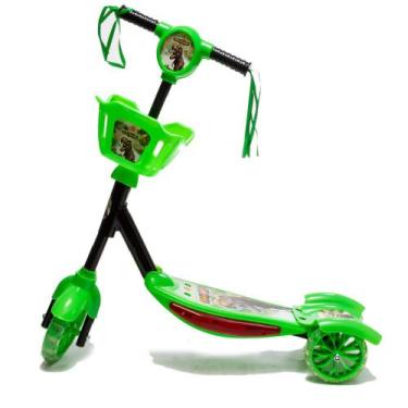 Imagem de Patinete Cestinha Infantil 3 Roda Radical Dinossauro Luz Som - DM Toys