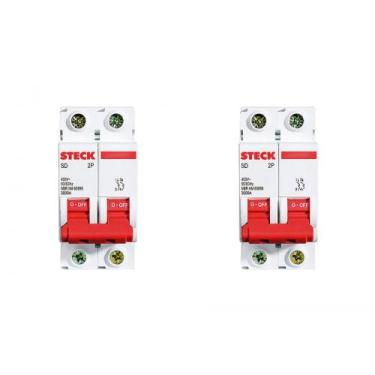 Imagem de Kit C/2 - Disjuntor Steck Din Bipolar 63A Sd62 C 3Ka