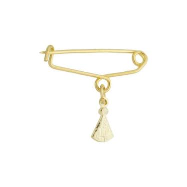 Imagem de Broche Alfinete Santa Nossa Senhora Aparecida Banho de Ouro - Crislu S