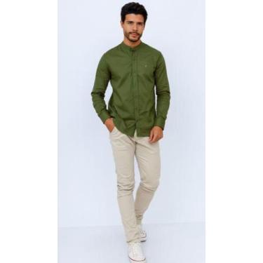 Imagem de Gola Padre Slim Tricoline - Touz, Verde militar, M