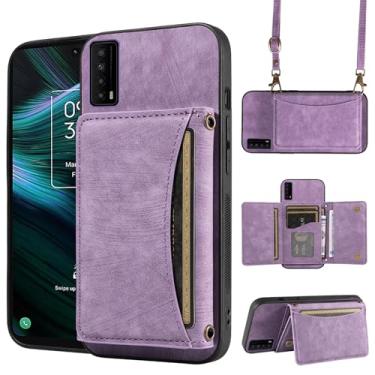 Imagem de Capa de telefone para TCL Stylus 5G 2022 capa carteira com alça de ombro transversal, couro PU, porta-cartão de crédito, bolso fino, suporte para celular, bolsa flip para celular TLC Stylo G5 6,81
