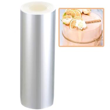 Imagem de KUAYB Colar de bolo de acetato 20 x 1,007 cm Rolos de bolo transparentes, folhas de acetato transparentes para colar de chocolate para assar decoração de borda circundante