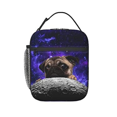 Imagem de KUOAICY Pug Moon Space Lunch Box Reusable Insulated Totes Lunch Bag Thermal Cooler For Boy Girls School Men Women Beach Picnic Travel