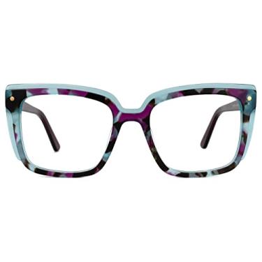 Imagem de Zeelool Armação de óculos retangular moderna para mulheres com lentes transparentes sem prescrição Rosselle ZJGA566407, Zjga566407-04 Floral, G