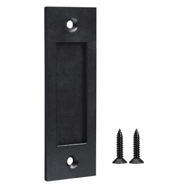 Imagem de Puxadores de dedo para bolso de armário conjunto de maçaneta de porta de celeiro deslizante puxador embutido placa retangular preto fosco ferragens de montagem incluídas (preto) (5 x 15 cm, conjunto,