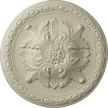 Imagem de Ekena Millwork CM12STACS Stockport Medalhão de teto pintado à mão, cobre antigo, 11 3/4"OD x 3/8"P, Hand-Painted Clear Yellow