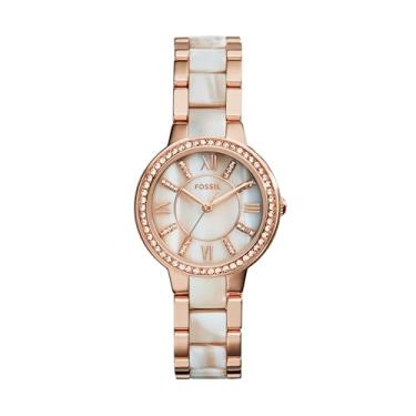 Imagem de Fossil Virginia Relógio feminino de quartzo com detalhes em cristais de aço inoxidável, ES3716, Branco