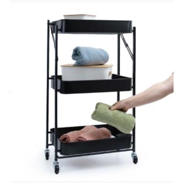 Imagem de Carrinho Organizador Multiuso Dobrável de Ferro com Rodinhas - Clink, 