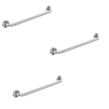 Imagem de Barra Alça Apoio 50cm Aço Inox Kit 3 Uni Gestante Idoso PCD Acessibili