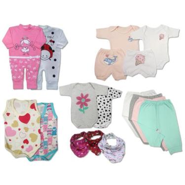 Imagem de Kit Roupa de Bebê Menina 17 Pçs Body Mijão Macacão Babador - Koala Bab