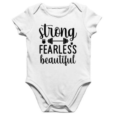 Imagem de Body Bebê Algodão Strong Fearless Beautiful - Foca na Moda, Branco, M