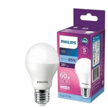 Imagem de Kit 6 Lampadas Led Bulbo 9W 806Lm Bivolt Philips, 127/220V, BRANCO-FRI