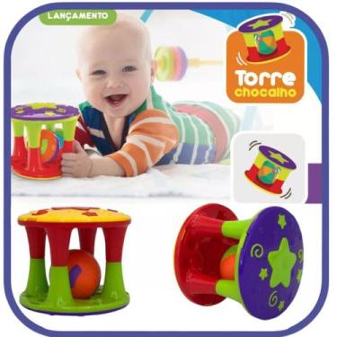 Imagem de Torre Chocalho Com Bolinha Colorida Bebe Criança Infantil Educativa Pe