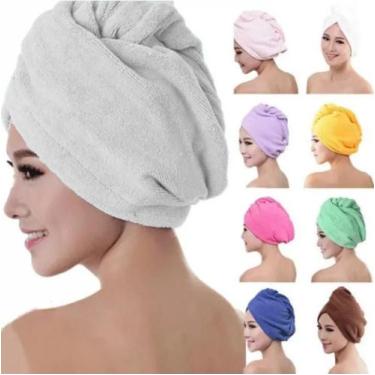 Imagem de Kit 12 Toalhas Grossa Mágica Para Cabelo Secar Rápido Touca Banho - LD