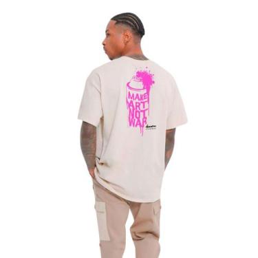 Imagem de Camiseta Oversized Marfim Make Art Not War Rosa - Di Nuevo, G, Bege