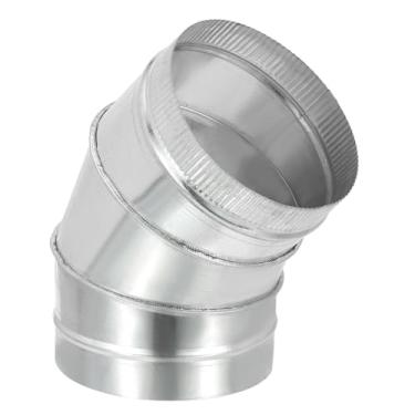 Imagem de PATIKIL Conector de tubo de duto de cotovelo de 45 graus OD de 7 polegadas, conector ajustável de tubo de combustão de chaminé de ventilação HVAC, adaptador de ferro galvanizado para tubo de escape de