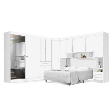 Imagem de Dormitório Completo Georgia JA Branco Para Cama Box 1,58M Queen