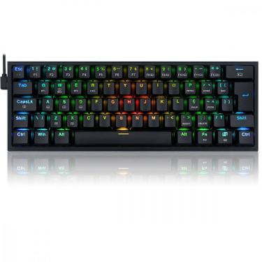 Imagem de Teclado Gamer Sem Fio Redragon Fizz Pro RGB Mecânico Switch Blue Bluetooth Preto