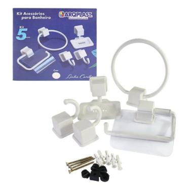 Imagem de Kit Acessórios de Banheiro com 5 Peças Branco - ArqPlast