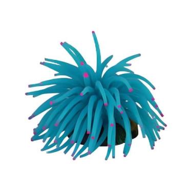 Imagem de Soma Anemona De Silicone  Azul 4,5cm Decoração Aquário