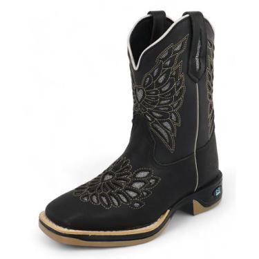 Imagem de Bota Texana Feminina A Laser  Sola Jump Quadrada Preta RR BOTAS, 37, P