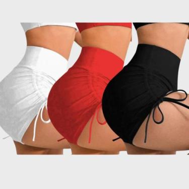 Imagem de Kit 3 Shorts Feminino Academia Bermuda Corrida Fitness Yoga - Faby Fas
