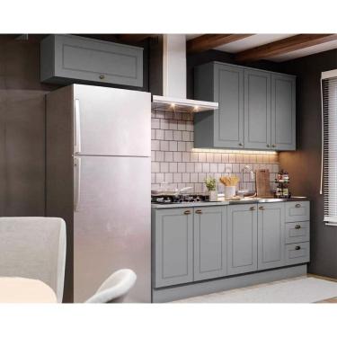 Imagem de Kit Cozinha Modulada 5 Peças Americana (2Aéreos+2Balcões+1Complementos) s/Pia CZ132 Cinza - Henn