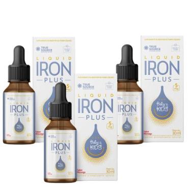 Imagem de Kit 3 Liquid Iron PLUS Baby Kids Ferro Multivitamínico TrueSource 30ml