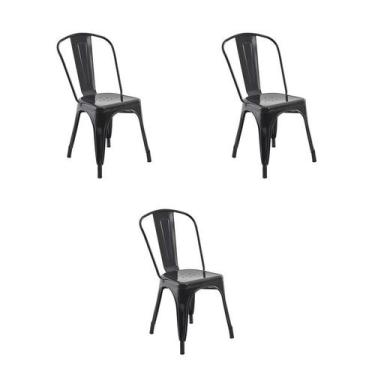 Imagem de Kit 3 Cadeiras Iron Preta Aço - Rivatti