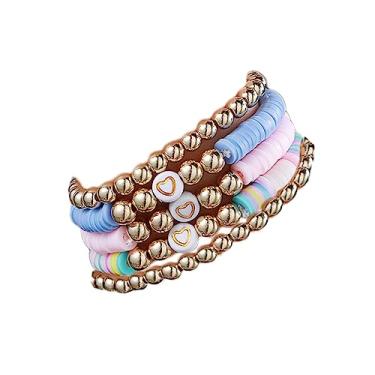 Imagem de COLORFUL BLING 5 – 12 peças, 5 a 12 peças, pulseiras boêmias com contas de coração de amor, para mulheres, disco de vinil, Heishi, surfista, pulseira elástica empilhável para verão, praia, boho, joias, contas, Miçanga